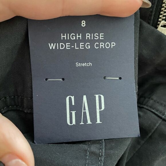 GAP Lace Up High Rise Wide Leg Crop Pants Black Size 8 NEW - Picture 6 of 7